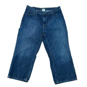 L.L.Bean Cropped Wide Leg Jeans 14 Blue Denim Capri 90s Y2K Casual